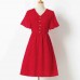 Sweet Red Jacquard Chiffon Short Sleeve Mom Girl Matching Dress - 13114