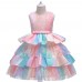 【3Y-11Y】 Girl Sweet Rainbow Mesh Princess Dress