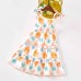 Sweet Orange Plant Print Sling Mom Girl Matching Dress - 13106