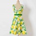 Sweet Yellow Lemon Print Mom Girl Matching Dress