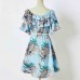 Sweet Plant Print Blue Dress Mom Girl Matching Dress - 13148