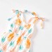 Sweet Orange Plant Print Sling Mom Girl Matching Dress - 13106