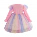 【2Y-10Y】 Girls Sweet Unicorn Print Colorful Mesh Princess Dress - 33224