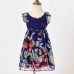 Sweet Dark Blue Butterfly Print Mom Girl Baby Matching Dress