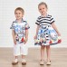 Fashion Striped Beach Pattern Short Sleeves Mom Kid Matching Outfits - 13101