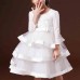 【3Y-13】Girl Elegant Flower Embroidery Long Sleeve Princess Dress - 3612