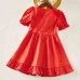 Sweet Butterfly Red Puff Sleeve Mom Girl Matching Dress