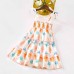 Sweet Orange Plant Print Sling Mom Girl Matching Dress - 13106