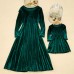 Sweet Velvet Long Sleeve Mom Girl Matching Dress - 13208