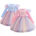 【2Y-10Y】 Girls Sweet Unicorn Print Colorful Mesh Princess Dress - 33224