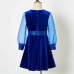 Sweet Blue Velvet Long Sleeve Mom Girl Matching Dress