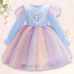 【2Y-10Y】Sweet Cartoon Unicorn Rainbow Mesh Dress