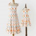 Sweet Orange Plant Print Sling Mom Girl Matching Dress - 13106