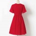 Sweet Red Jacquard Chiffon Short Sleeve Mom Girl Matching Dress - 13114