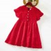 Sweet Red Jacquard Chiffon Short Sleeve Mom Girl Matching Dress - 13114