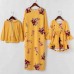 Casual Yellow Flower Long Sleeve Mom Kids Matching Dress And Sweatshirt