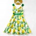 Sweet Yellow Lemon Print Mom Girl Matching Dress