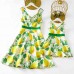 Sweet Yellow Lemon Print Mom Girl Matching Dress