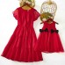 Sweet Red Chiffon Jacquard Short Sleeve Mom Girl Matching Dress - 13202