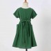 Sweet Green Cotton Blend Short Sleeve Mom Girl Matching Dress - 1347