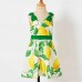 Sweet Yellow Lemon Print Mom Girl Matching Dress