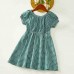 Sweet Green Plaid Puff Sleeve Mom Girl Matching Dress - 13120