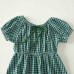 Sweet Green Plaid Puff Sleeve Mom Girl Matching Dress - 13120