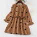Sweet Khaki Polka Dot Long Sleeve Mom Girl Matching Dress - 13163