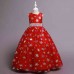 【4Y-13Y】Girls Sweet Snowflake Print Sleeveless Princess Dress