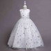 【4Y-13Y】Girls Sweet Snowflake Print Sleeveless Princess Dress