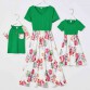 Casual Green Flower Short-sleeved Family Matching Outfits
