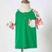 Casual Green Flower Short-sleeved Family Matching Outfits