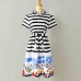 Fashion Striped Beach Pattern Short Sleeves Mom Kid Matching Outfits - 13101