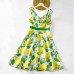 Sweet Yellow Lemon Print Mom Girl Matching Dress