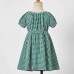 Sweet Green Plaid Puff Sleeve Mom Girl Matching Dress - 13120