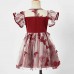 Sweet Red Butterfly Embroidered Mom Girl Matching Dress