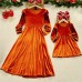 Sweet Velvet Long Sleeve Mom Girl Matching Dress - 13208