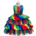 【3Y-11Y】 Girl Sweet Rainbow Mesh Princess Dress