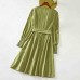 Sweet Green Striped Long Sleeve Mom Girl Matching Dress