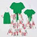 Casual Green Flower Short-sleeved Family Matching Outfits