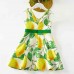 Sweet Yellow Lemon Print Mom Girl Matching Dress