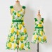 Sweet Yellow Lemon Print Mom Girl Matching Dress