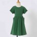 Sweet Green Cotton Blend Short Sleeve Mom Girl Matching Dress - 1347