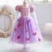 【3Y-11Y】Girls Sweet Butterfly Puff Sleeve Mesh Princess Dress