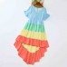 Sweet Color Block Short Sleeve Mom Girl Matching Dress - 1305