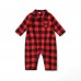 Sweet Red Plaid Long-sleeved Dress Mom Girl Matching Dress And Romper