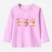 【12M-9Y】Girl Cartoon Bear Print Cotton Stain Resistant Long Sleeve T-shirt