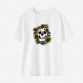 Women Flowers And Skull Print Cotton Stain Resistant Short Sleeve T-shirt