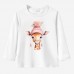 【12M-9Y】Girls Giraffe Print Cotton Stain Resistant Long Sleeve T-shirt