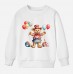 【12M-9Y】Kids Bear And Balloon Print Cotton Stain Resistant Long Sleeve Sweatshirt